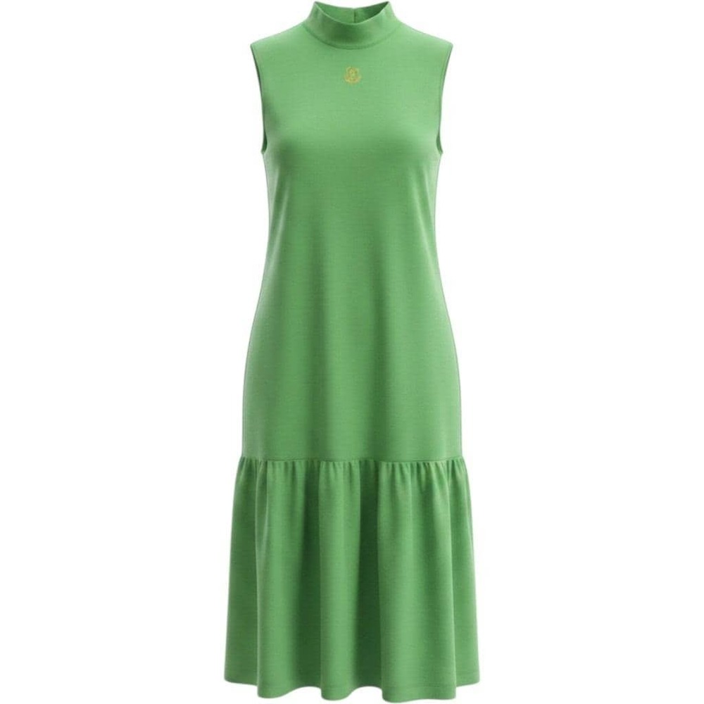 Vintage 80s 90s Stefano Drop Waist Dress Size M Green Tennis Prep Mock Neck